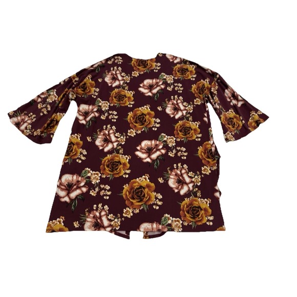 LIME&Chili Ladies‎ Open Front Floral Kimono MadeInUSA S/L Bell Sleeves Boho Chic - Picture 4 of 10